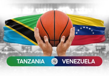 Tanzanya, Venezuela 'ya karşı milli basketbol takımları basketbol topu yarışma kupası konsepti