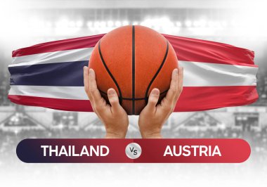 Tayland, Avusturya milli basketbol takımlarına karşı basketbol topu yarışma kupası konsepti