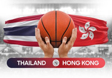 Tayland, Hong Kong milli basketbol takımlarına karşı basketbol topu yarışma kupası konsepti