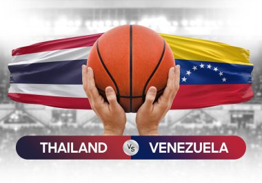 Tayland, Venezuela milli basketbol takımlarına karşı basketbol topu yarışma kupası konsepti