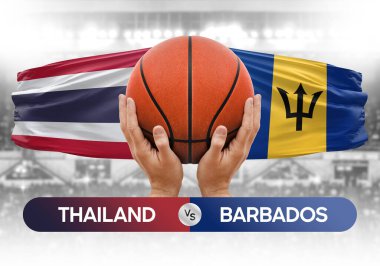 Tayland Barbados 'a karşı milli basketbol takımları basketbol topu yarışma kupası konsepti