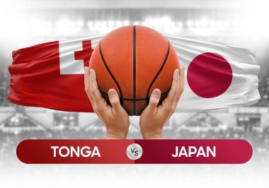 Tonga, Japon milli basketbol takımlarına karşı basketbol topu yarışma kupası konsepti