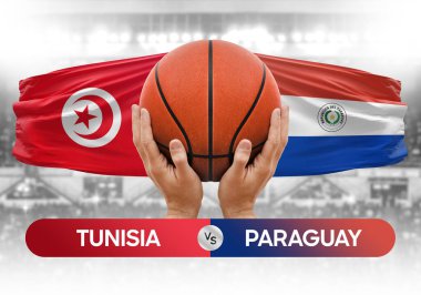 Tunus, Paraguay 'a karşı milli basketbol takımları basketbol topu yarışma kupası konsepti