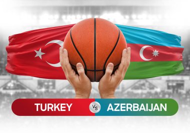 Türkiye Azerbaycan milli basketbol takımlarına karşı basketbol maçı kupası konsepti