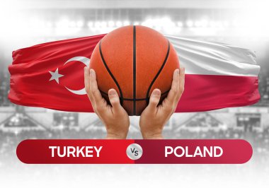 Türkiye, Polonya milli basketbol takımlarına karşı basketbol topu yarışma kupası konsepti