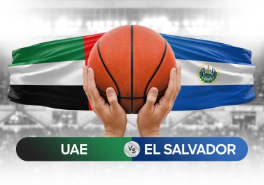 BAE, El Salvador 'a karşı milli basketbol takımları basketbol topu yarışma kupası konsepti