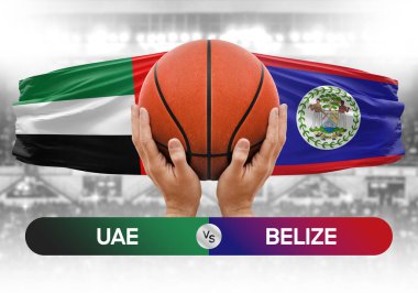 BAE, Belize 'ye karşı milli basketbol takımları basketbol topu yarışma kupası konsepti