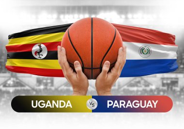 Uganda, Paraguay 'a karşı milli basketbol takımları basketbol topu yarışma kupası konsepti