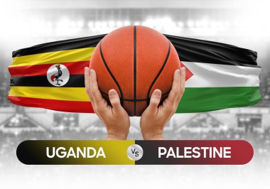 Uganda, Filistin 'e karşı milli basketbol takımları basketbol topu yarışma kupası konsepti imajı