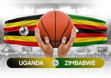 Uganda, Zimbabwe 'ye karşı milli basketbol takımları basketbol topu yarışma kupası konsepti