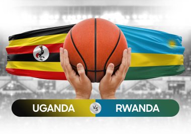 Uganda, Ruanda 'ya karşı milli basketbol takımları basketbol maçı kupası konsepti