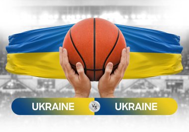 Ukrayna Ukrayna 'ya karşı milli basketbol takımları basketbol maçı kupası konsepti