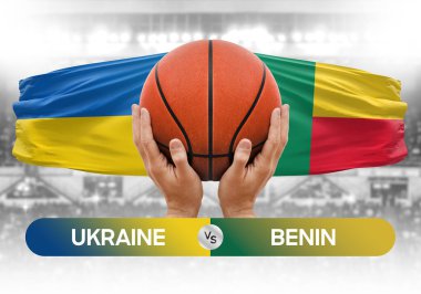 Ukrayna, Benin Millî Basketbol Takımı 'na karşı basketbol topu yarışma kupası konsepti