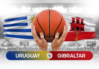 Uruguay, Cebelitarık 'a karşı milli basketbol takımları basketbol topu yarışma kupası konsepti