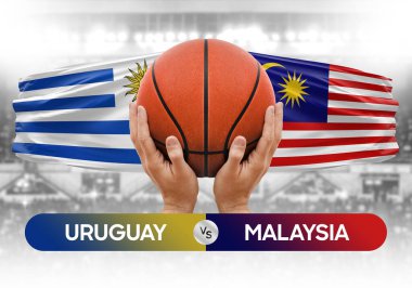 Uruguay Malezya 'ya karşı milli basketbol takımları basketbol maçı kupası konsepti