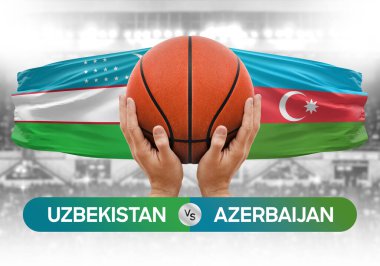 Özbekistan, Azerbaycan milli basketbol takımlarına karşı basketbol topu yarışma kupası konsepti