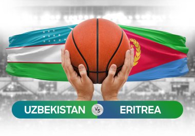 Özbekistan Eritre 'ye karşı milli basketbol takımları basketbol topu yarışma kupası konsepti