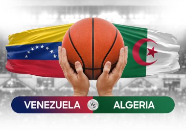 Venezuela, Cezayir 'e karşı milli basketbol takımları basketbol maçı kupası konsepti