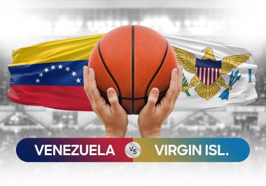 Venezuela, Virgin Adaları 'na karşı milli basketbol takımları basketbol topu yarışma kupası konsepti