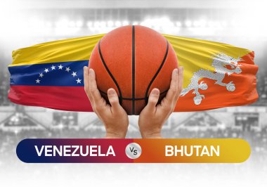 Venezuela, Butan Millî Basketbol Takımı 'na karşı basketbol topu yarışma kupası konsepti