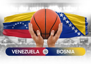 Venezuela, Bosna-Hersek milli basketbol takımlarına karşı basketbol topu yarışma kupası konsepti