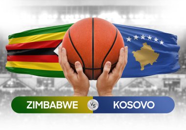 Zimbabwe, Kosova milli basketbol takımlarına karşı basketbol topu yarışma kupası konsepti imajı