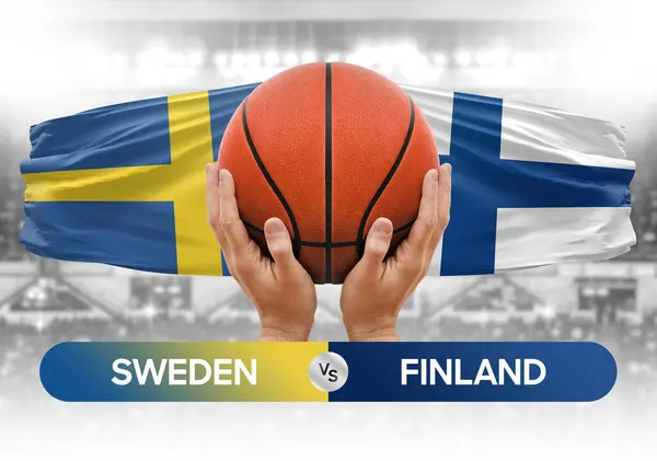 Sweden vs Finland national basketball teams basket ball match competition cup concept image