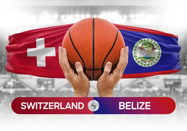 İsviçre, Belize 'ye karşı milli basketbol takımları basketbol topu yarışma kupası konsepti