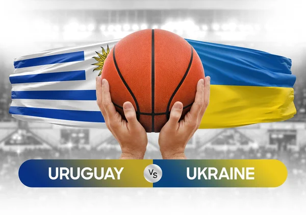 Uruguay vs Ukraine national basketball teams basket ball match competition cup concept image