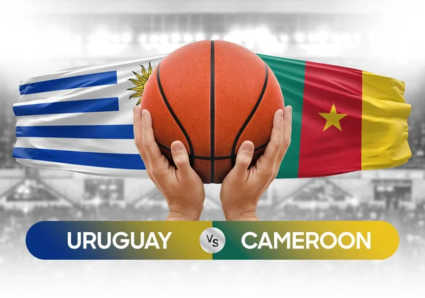 Uruguay vs Cameroon national basketball teams basket ball match competition cup concept image