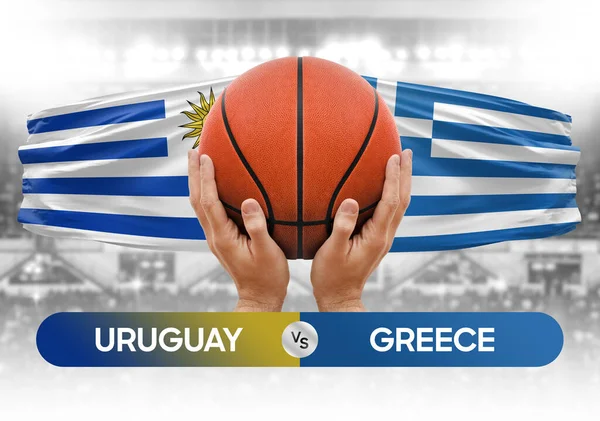Uruguay vs Greece national basketball teams basket ball match competition cup concept image