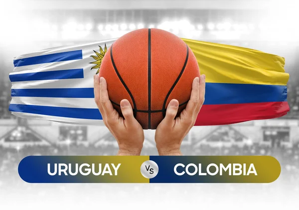 Uruguay vs Colombia national basketball teams basket ball match competition cup concept image