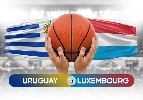 Uruguay vs Luxembourg national basketball teams basket ball match competition cup concept image