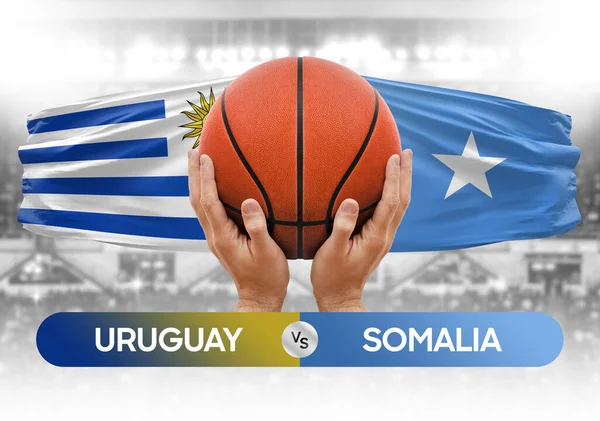 Uruguay vs Somalia national basketball teams basket ball match competition cup concept image