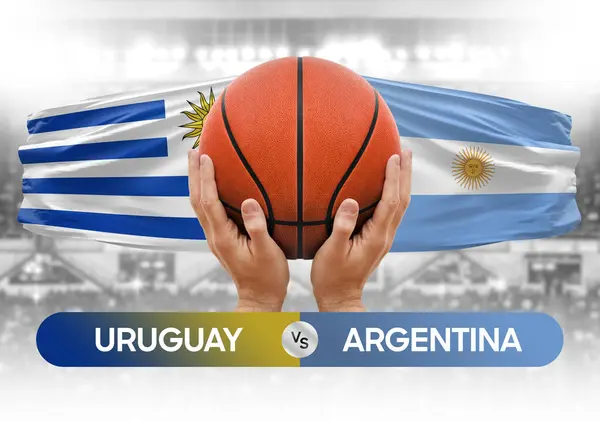 Uruguay vs Argentina national basketball teams basket ball match competition cup concept image