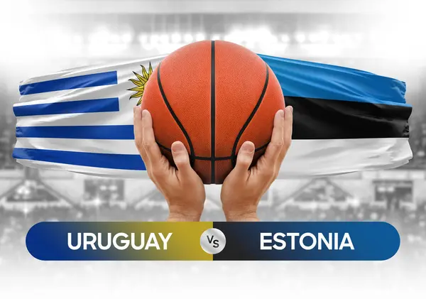 Uruguay vs Estonia national basketball teams basket ball match competition cup concept image