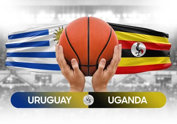 Uruguay vs Uganda national basketball teams basket ball match competition cup concept image