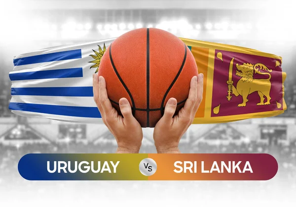 Uruguay vs Sri Lanka national basketball teams basket ball match competition cup concept image