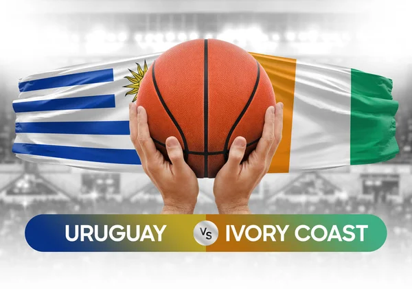 Uruguay vs Ivory Coast national basketball teams basket ball match competition cup concept image