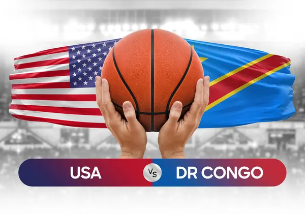 USA vs Dr Congo national basketball teams basket ball match competition cup concept image