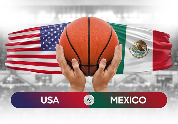 USA vs Mexico national basketball teams basket ball match competition cup concept image
