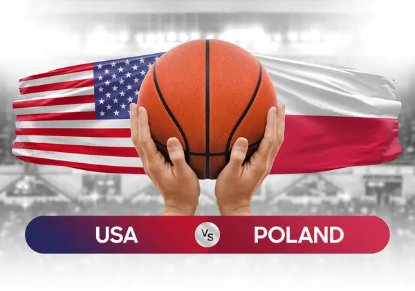 USA vs Poland national basketball teams basket ball match competition cup concept image