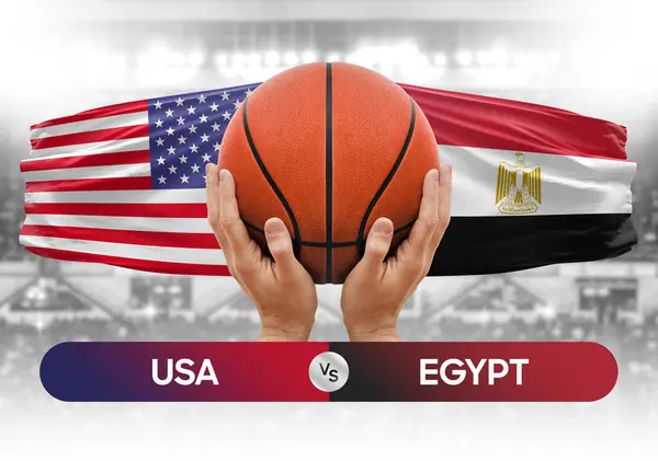 USA vs Egypt national basketball teams basket ball match competition cup concept image