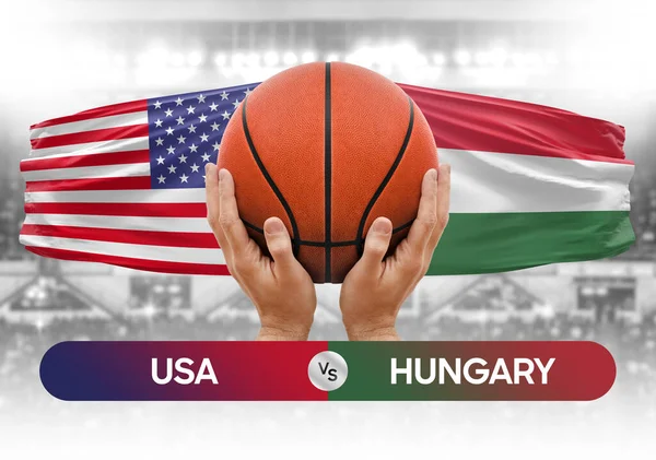 USA vs Hungary national basketball teams basket ball match competition cup concept image