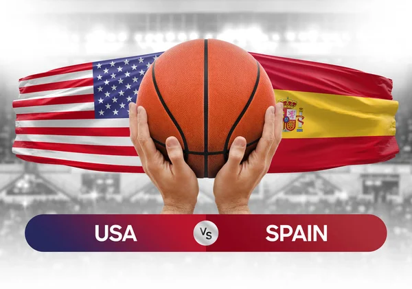 USA vs Spain national basketball teams basket ball match competition cup concept image