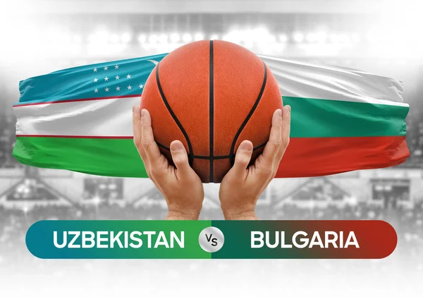 stock image Uzbekistan vs Bulgaria national basketball teams basket ball match competition cup concept image