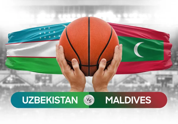 Özbekistan Maldivler 'e karşı milli basketbol takımları basketbol topu yarışma kupası konsepti