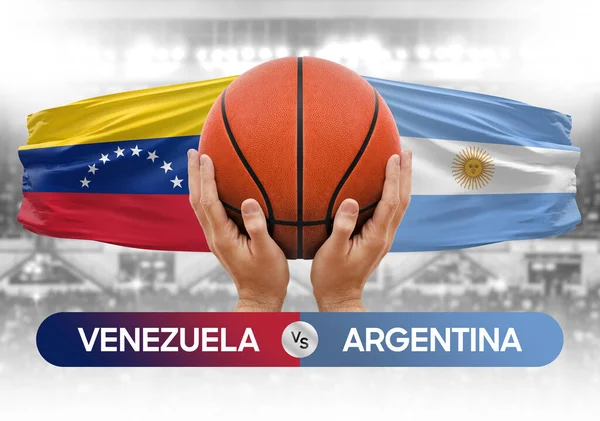 Βενεζουέλα Εναντίον Αργεντινής Εθνικές Ομάδες Μπάσκετ Μπάσκετ Μπάσκετ Αγώνα Κύπελλο — Φωτογραφία Αρχείου