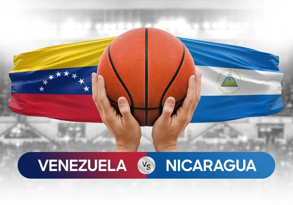 stock image Venezuela vs Nicaragua national basketball teams basket ball match competition cup concept image