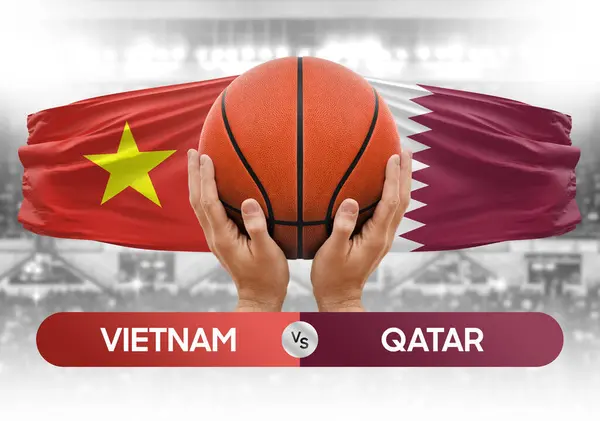 Vietnam vs Qatar national basketball teams basket ball match competition cup concept image